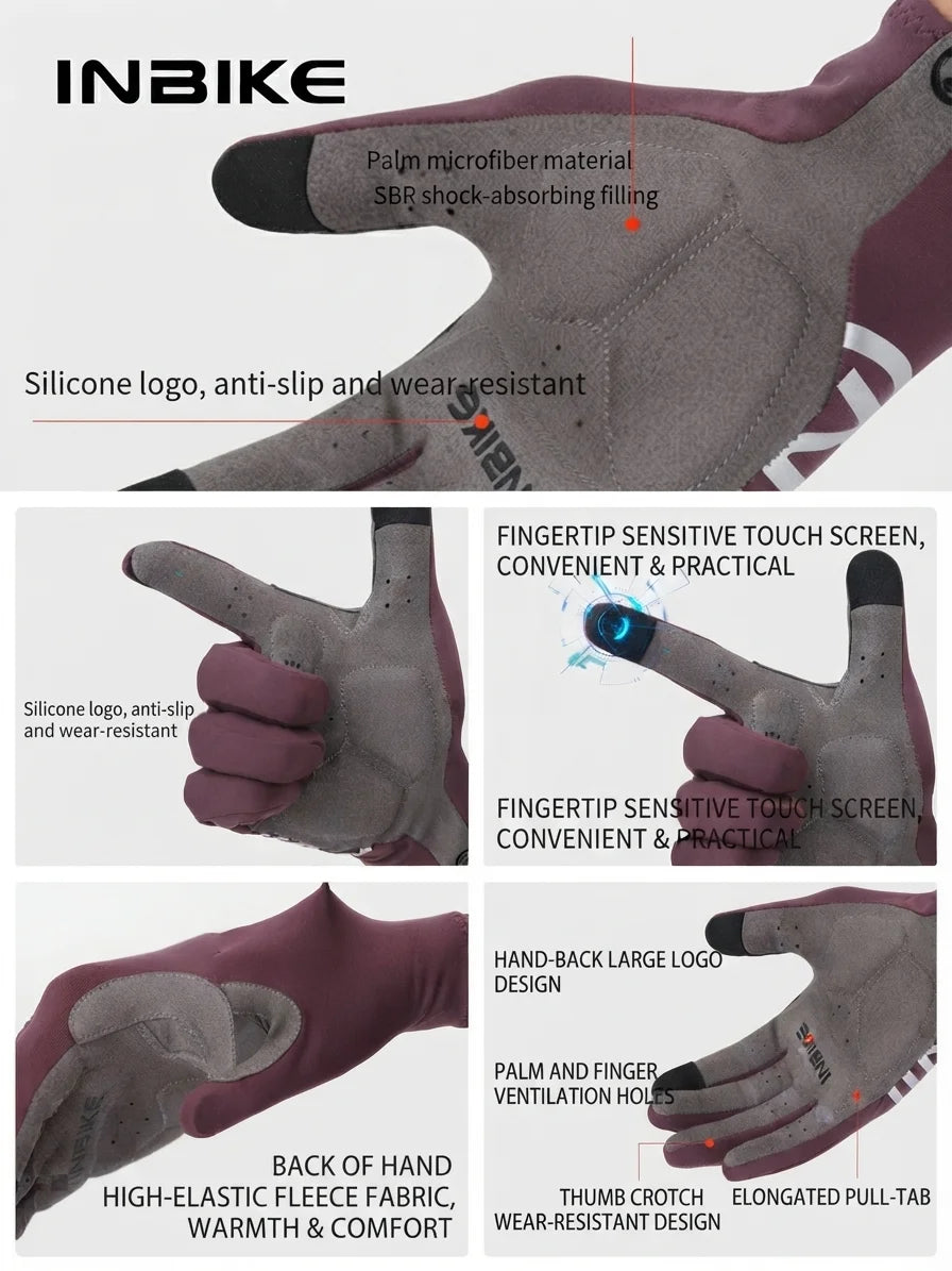 IH23C701 Thermal Fleece Long-Finger Cycling Gloves