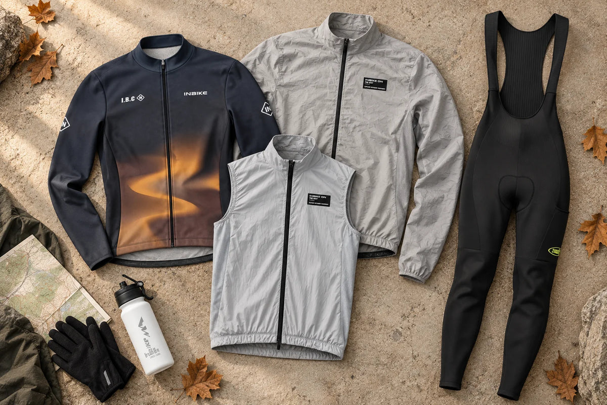 Autumn cycling layers arranged as a complete kit