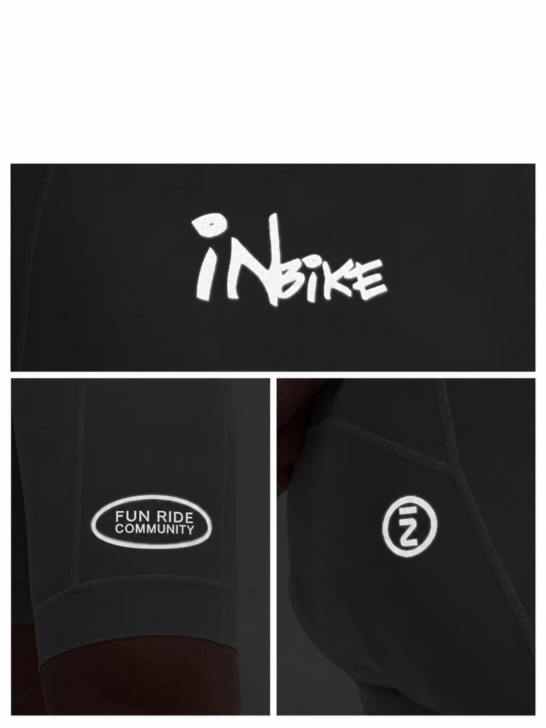 Skytrace Men's Cycling Bib Shorts reflective details