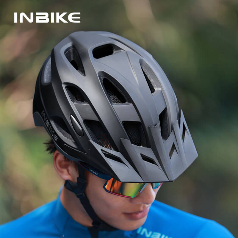 wearing a cycling helmet