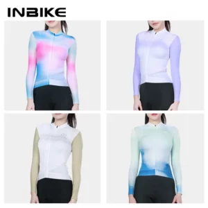 Huilan Women Long Sleeve Cycling Jersey Back pockets