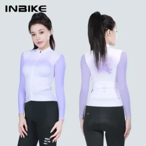 Huilan Women Long Sleeve Cycling Jersey Back pockets