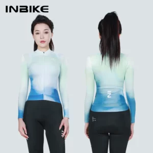 Huilan Women Long Sleeve Cycling Jersey Back pockets