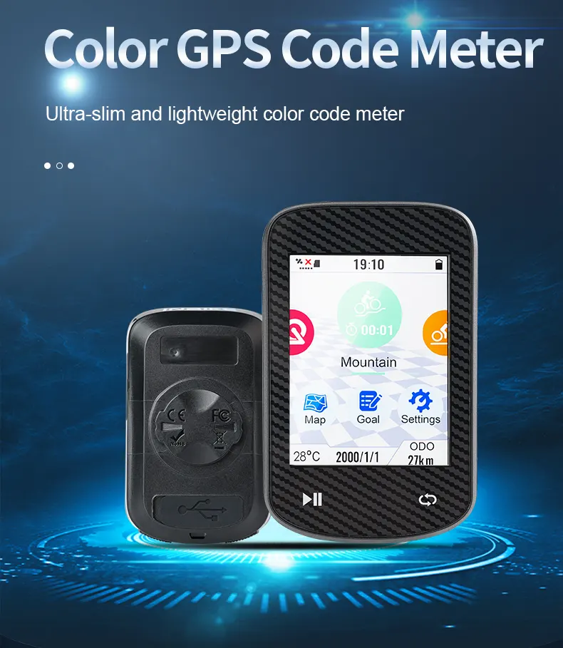 GPS Bike Computer Waterproof Offline Maps Color Touchscreen